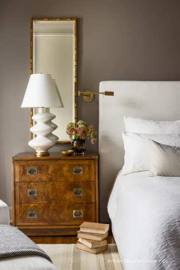 Photo of a unique table lamp on a nightstand